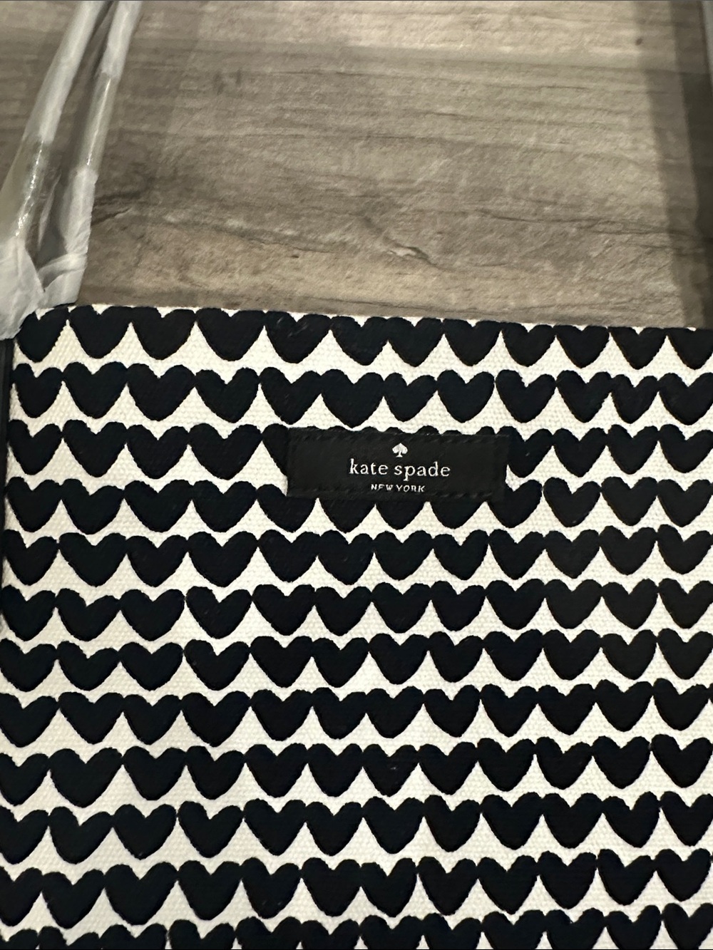kate spade Black and White Heart-Print Tote - Picture 2 of 4